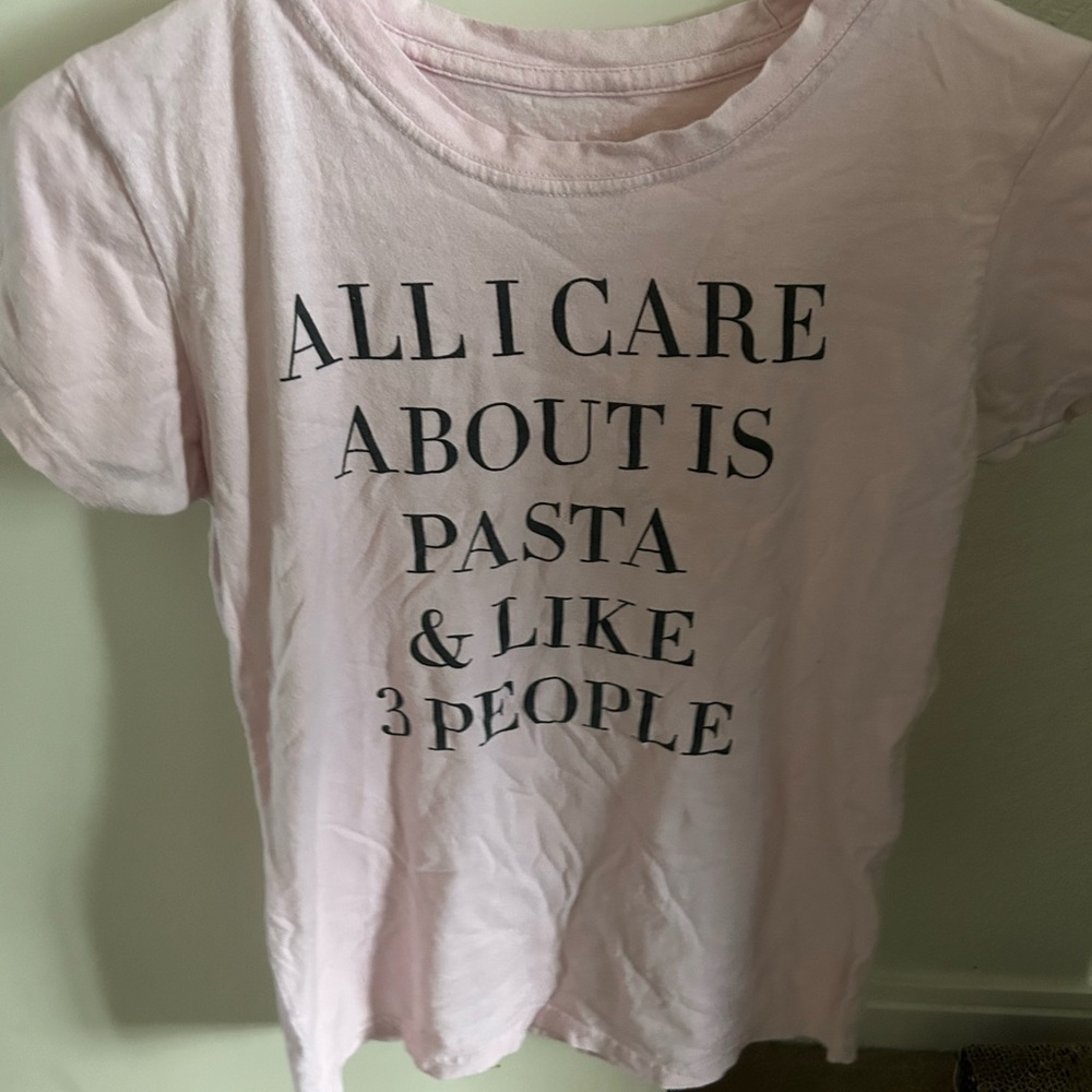 Pink Graphic Tee - All I Care About Is Pasta